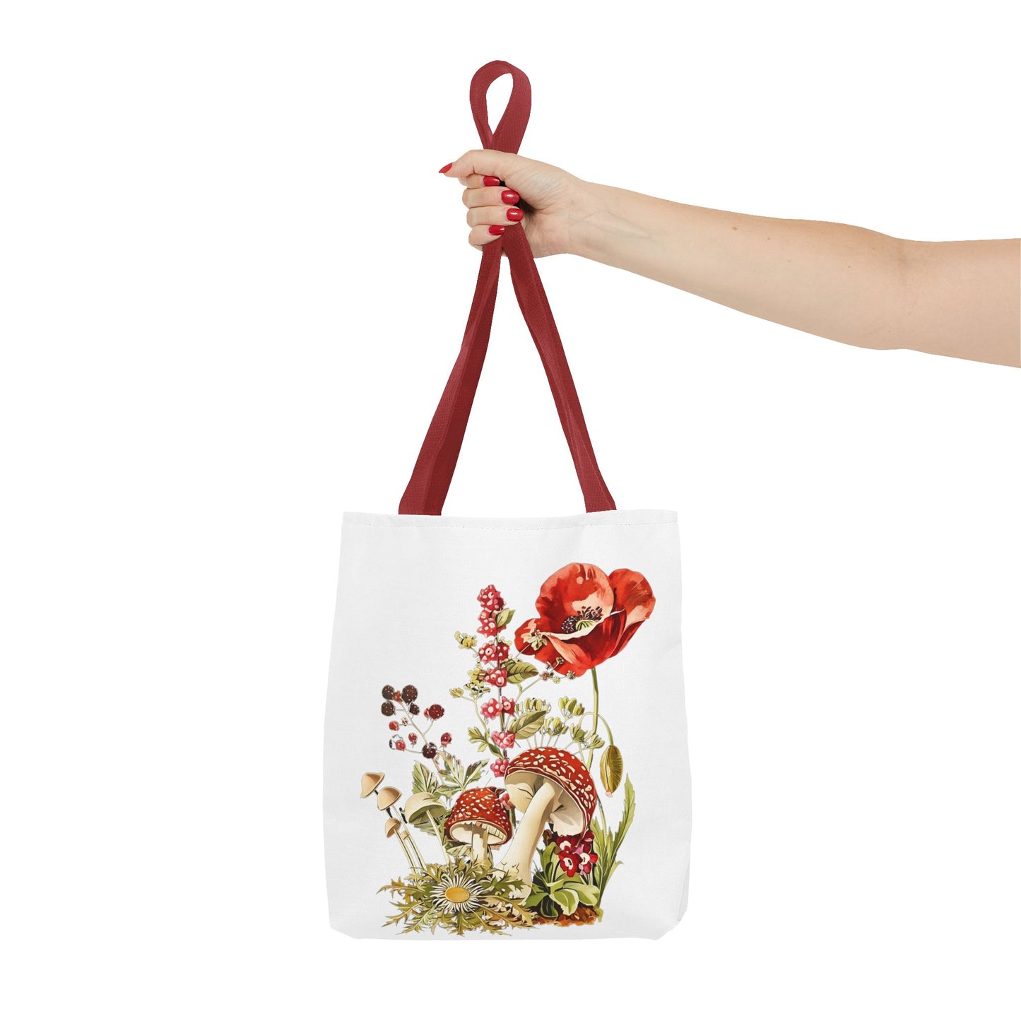 Tote Bag - Red Poppies and Amanita Muscaria Mushrooms Art Print