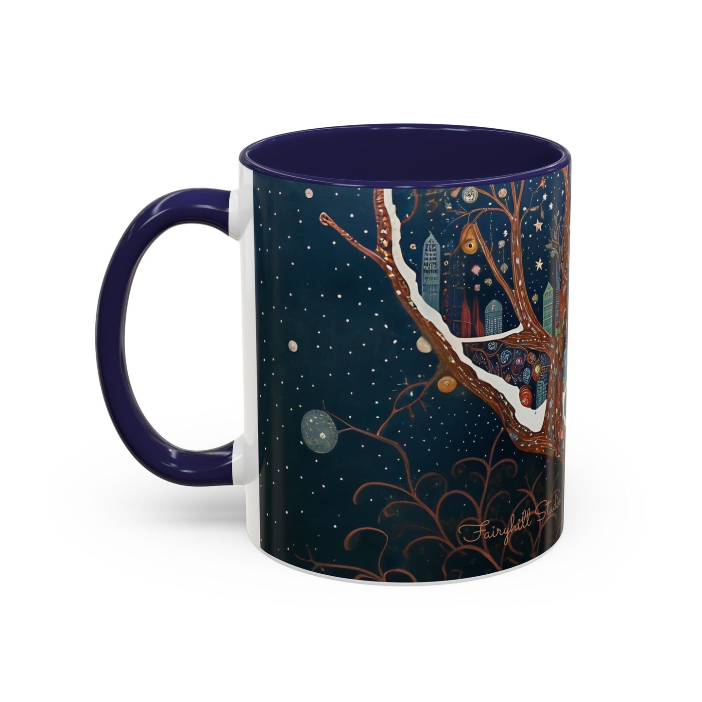 Accent Boho Style Night Owl Mug on a Snowy New York Night Coffee Mug (11, 15oz)