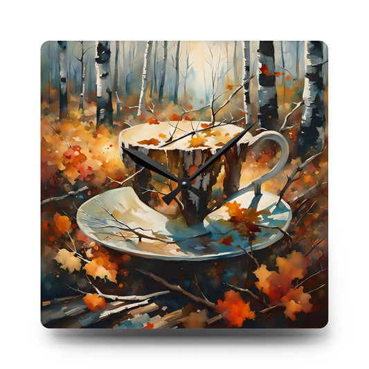 Wall Clock - Vibrant Watercolor Fall Coffee Art for Coffee Lovers