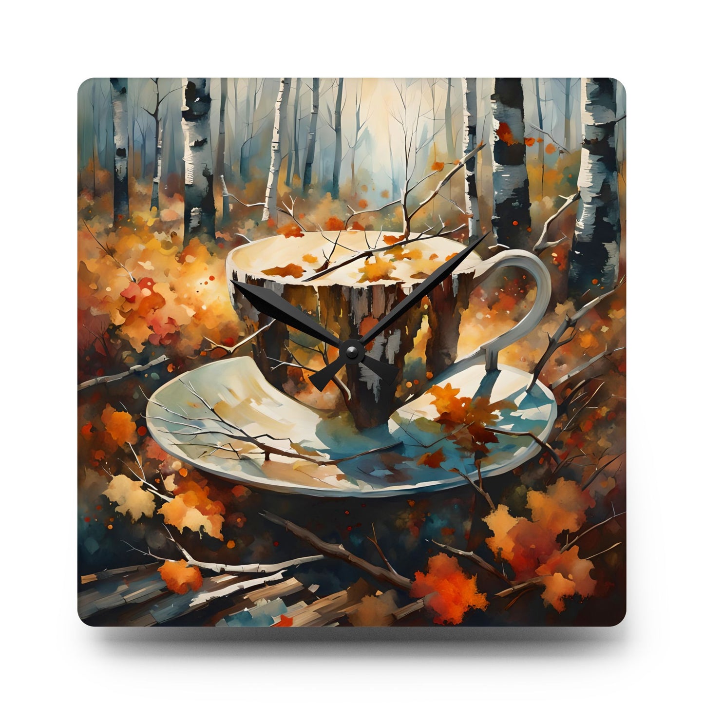 Wall Clock - Vibrant Watercolor Fall Coffee Art for Coffee Lovers