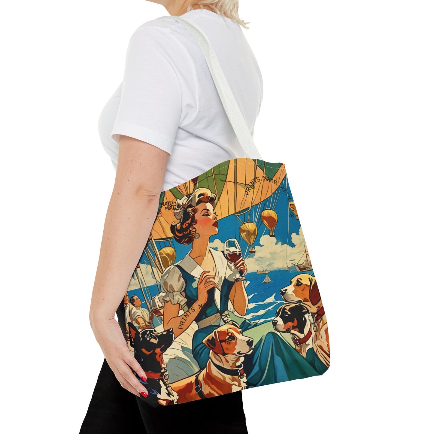 Vintage Hot Air Balloon Dog Lover Tote Bag