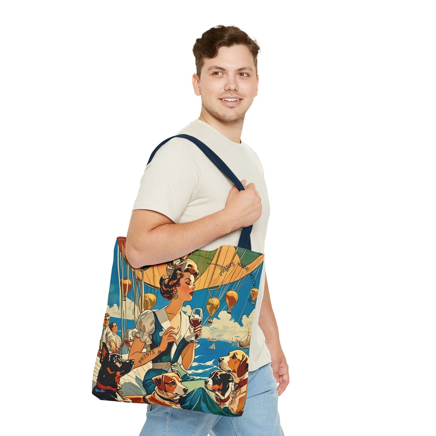Vintage Hot Air Balloon Dog Lover Tote Bag