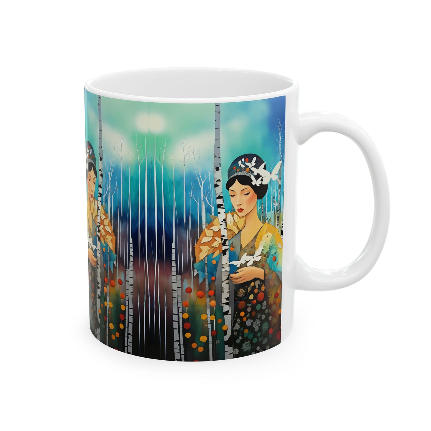 Butterfly Girl Ceramic Mug, (11oz, 15oz) Fairyhill Studio