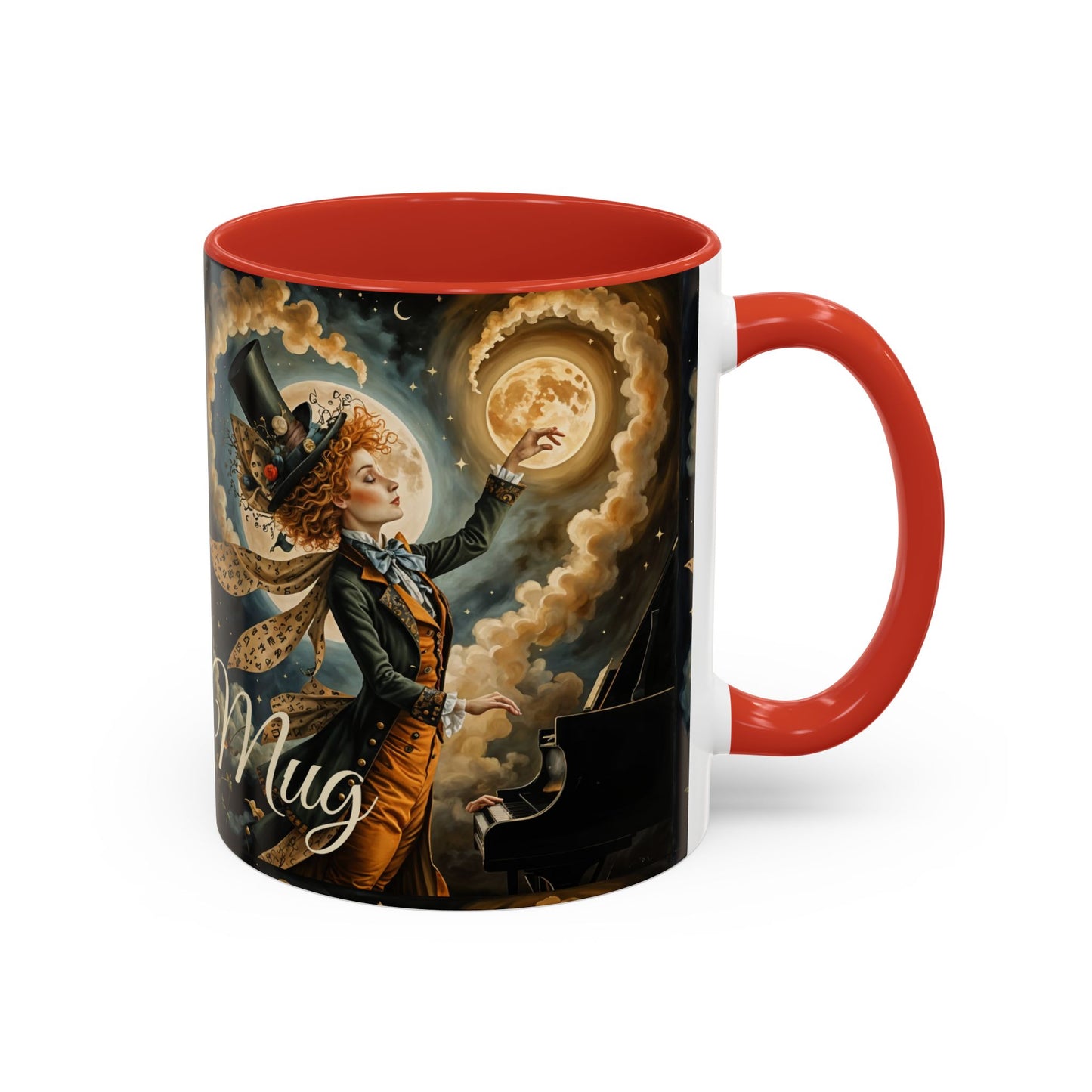 Coffee Mug - Whimsical Mad Hatter Playing Piano Art