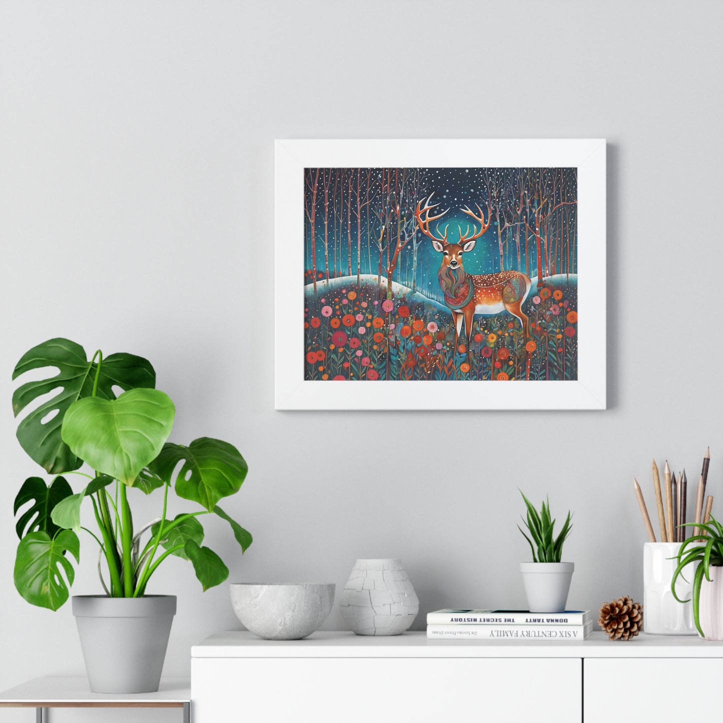Framed Horizontal Magestic Deer Poster Spiritual Rumi art Quote art by Fairyhill Studio