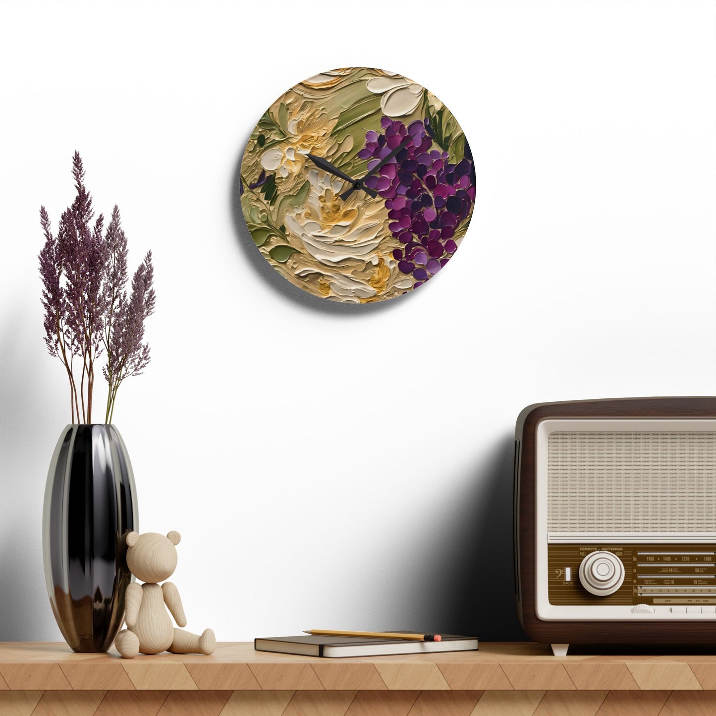 Grapes Wall Clock - Impasto Art Design