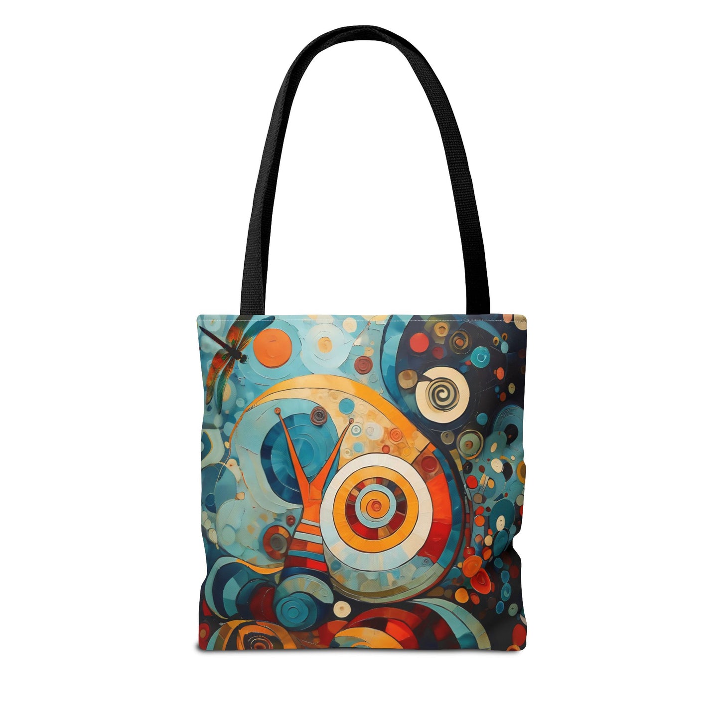 Canvas tote bag Art - Abstract Colorful Snail Dragonfly Circle