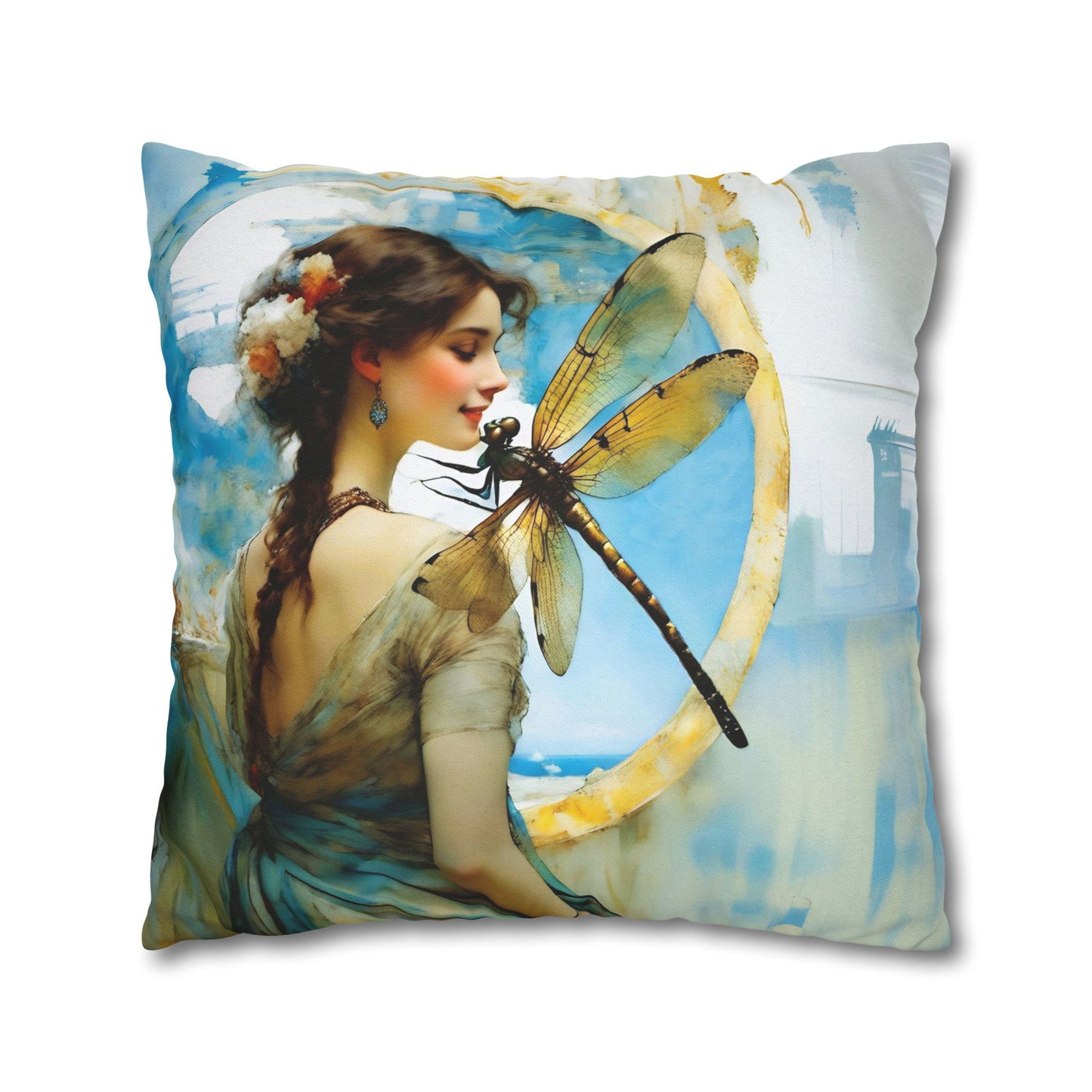 Elegant Dragonfly Art Pillowcase | Decorative Cushion Cover, Home Decor, Gift Idea, Bohemian Style, Christmas Decoration