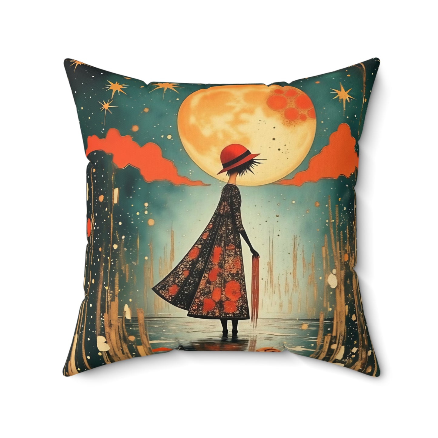 Autumn Rain Square Pillow - by Fairyhill Studio