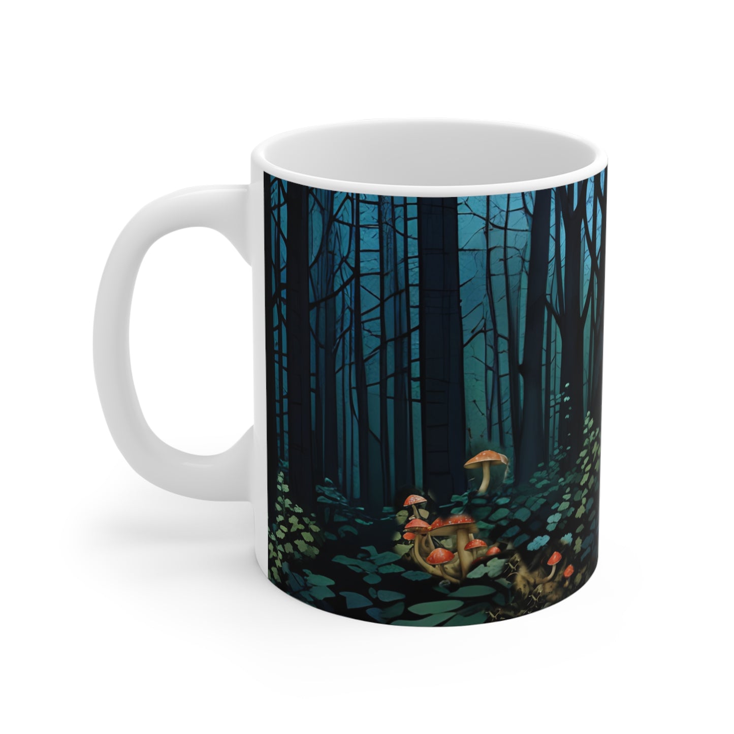 Mug - Mushroom in Forest with Red Mushrooms Art by Fairyhill Studio