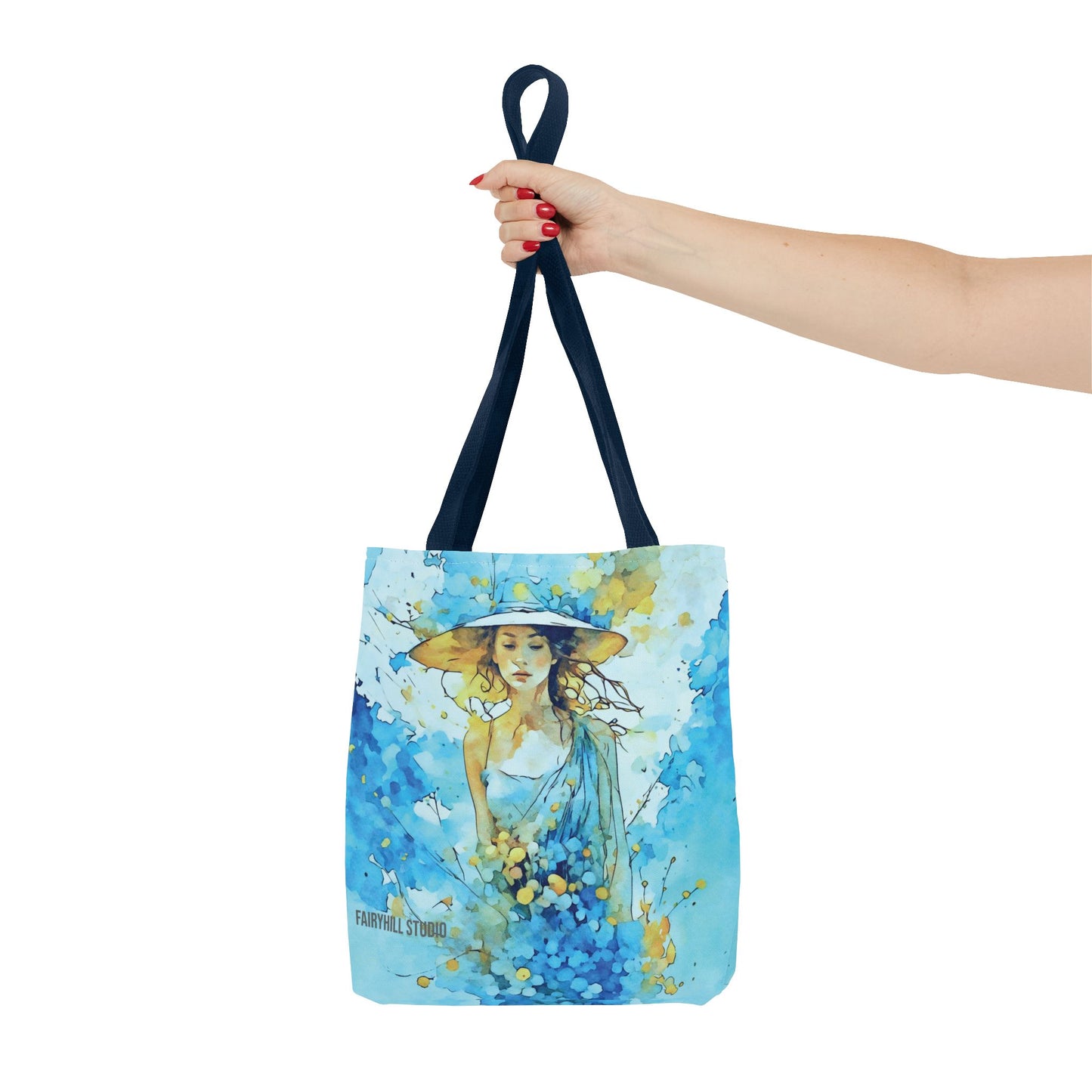 Artistic Tote Bag - The Girl in Blue Summer Art Design