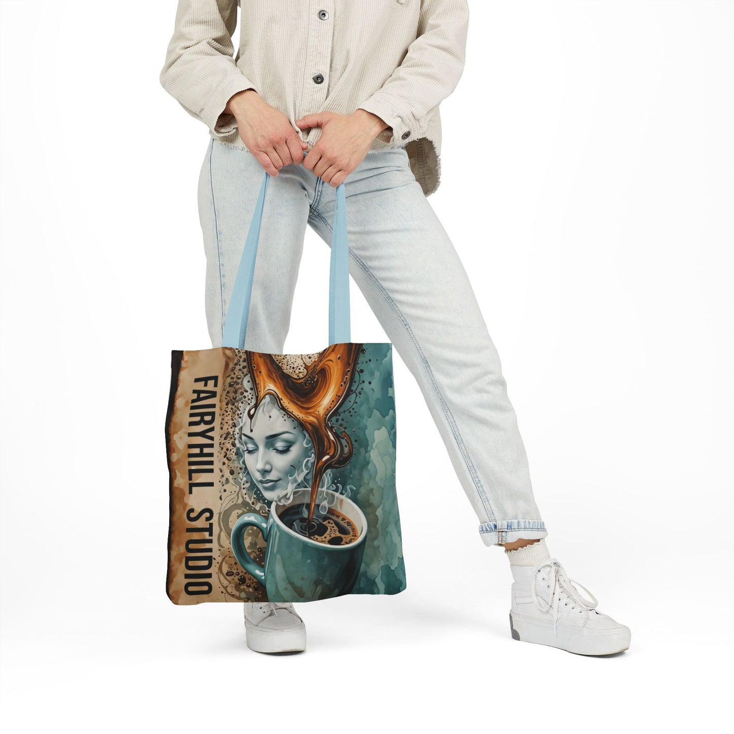 Morning Coffee Fairyhill studio Canvas Tote Bag - Perfect for Beach Days, Eco-Friendly Shopping, and Summer Fun!