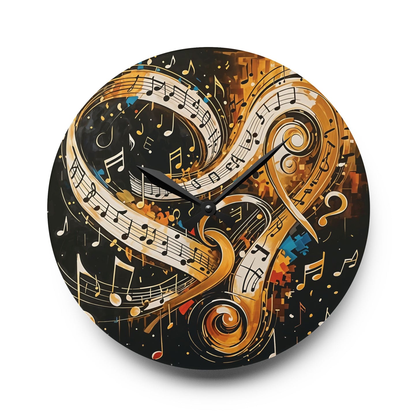 Wall Clock - Holiday Music Notes Art by Fairyhill Studio