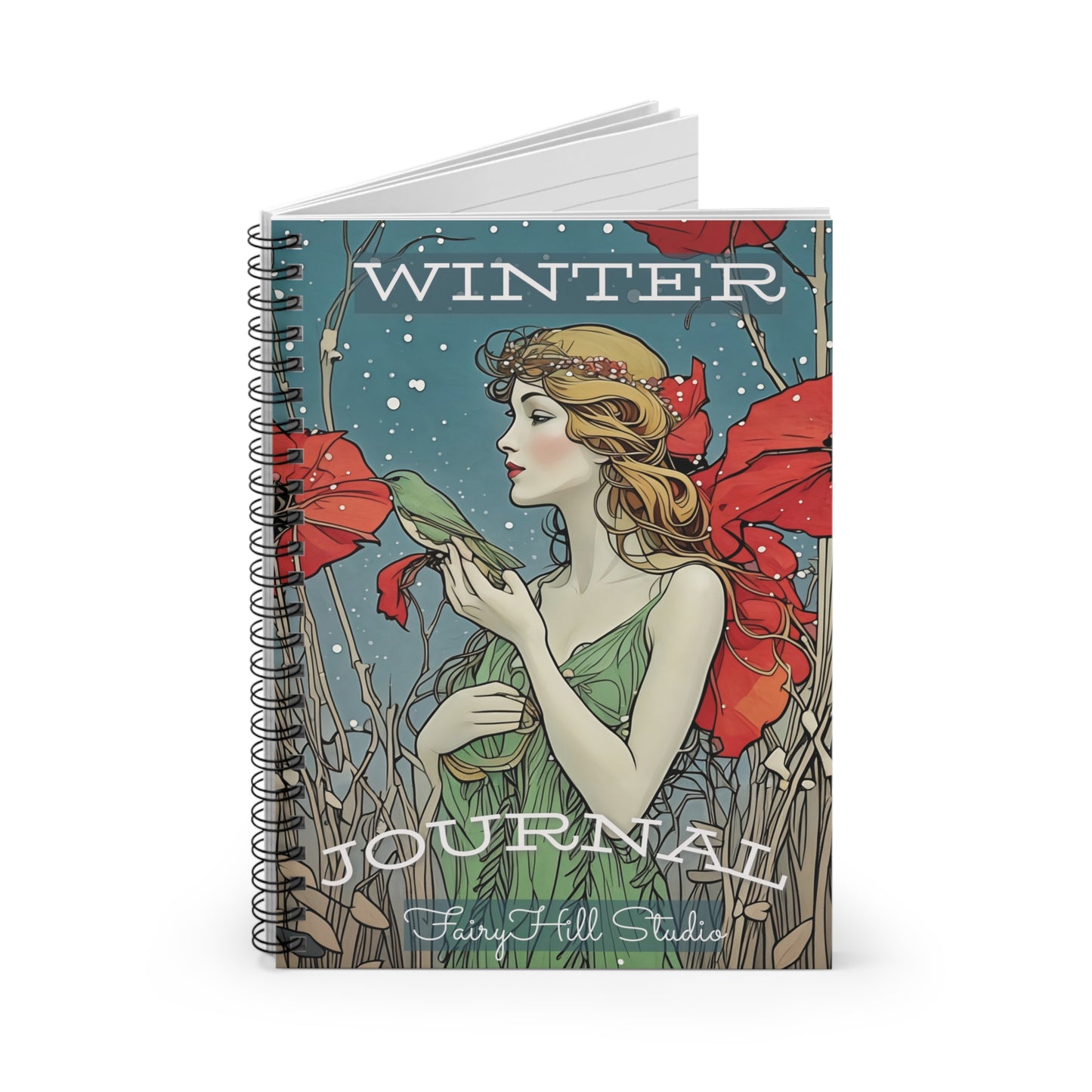 Spiral Notebook - Winter Poinsettas Girl