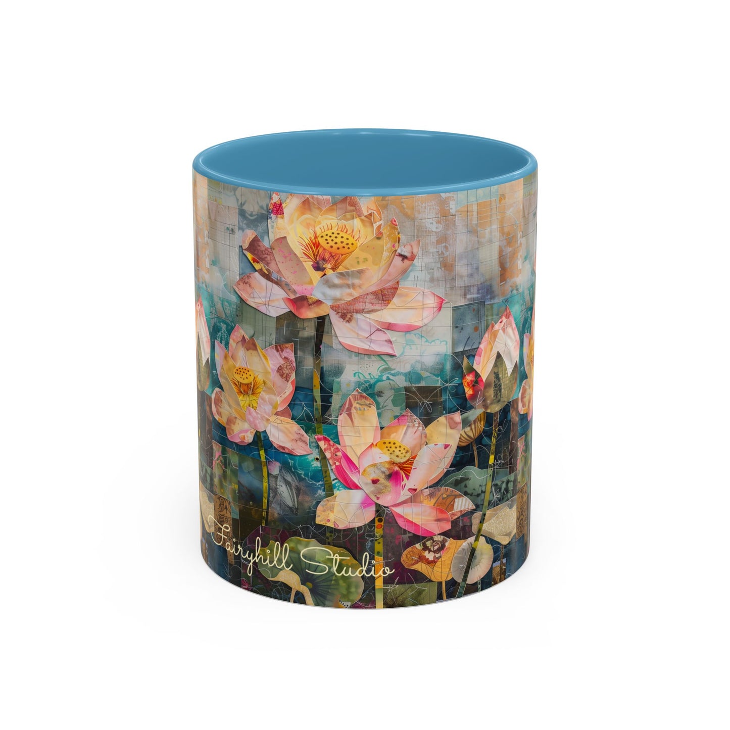 Coffee Mug Monet's pink Water lillies 11oz art by Fairyhill Studio