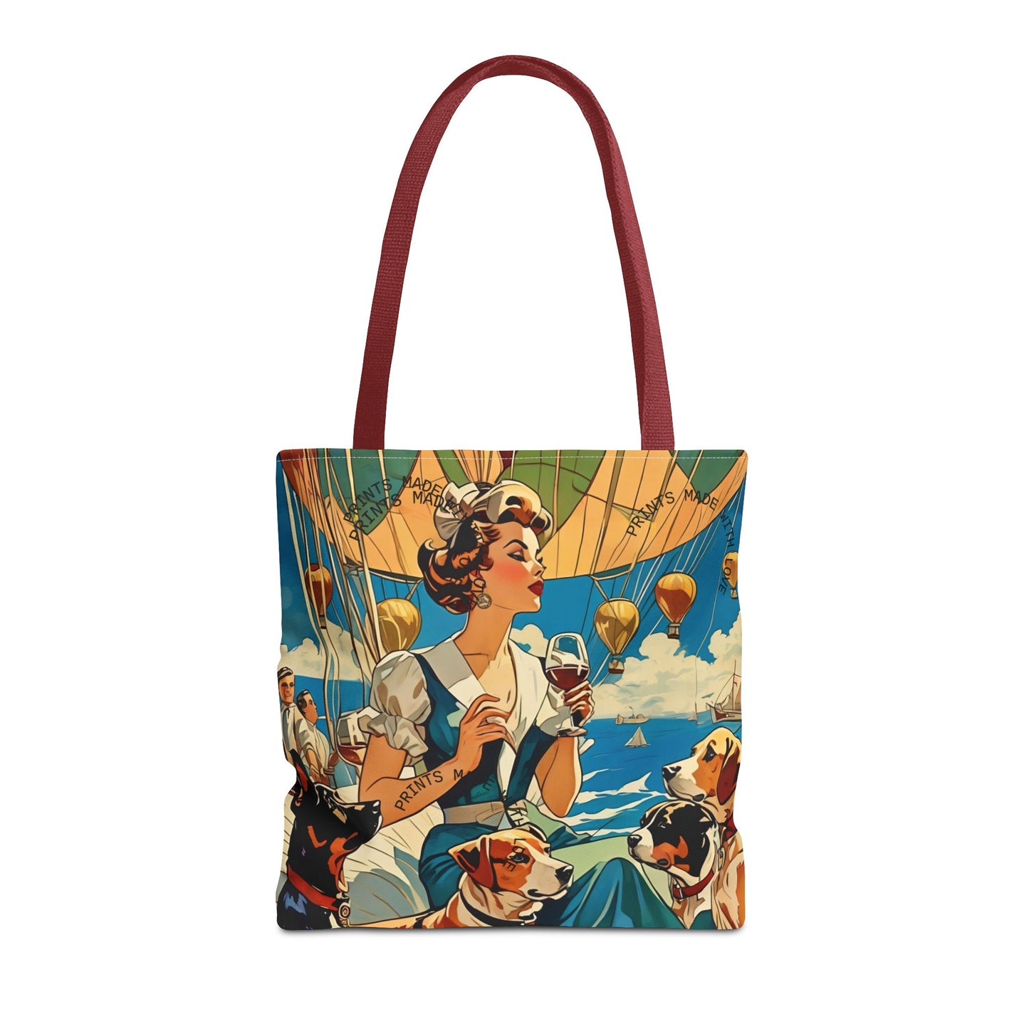 Vintage Hot Air Balloon Dog Lover Tote Bag