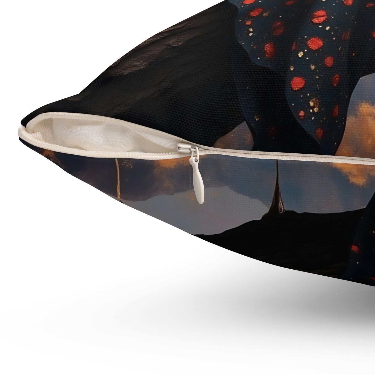 Elegant witch with black cat Square Pillow - by Fairyhill Studio