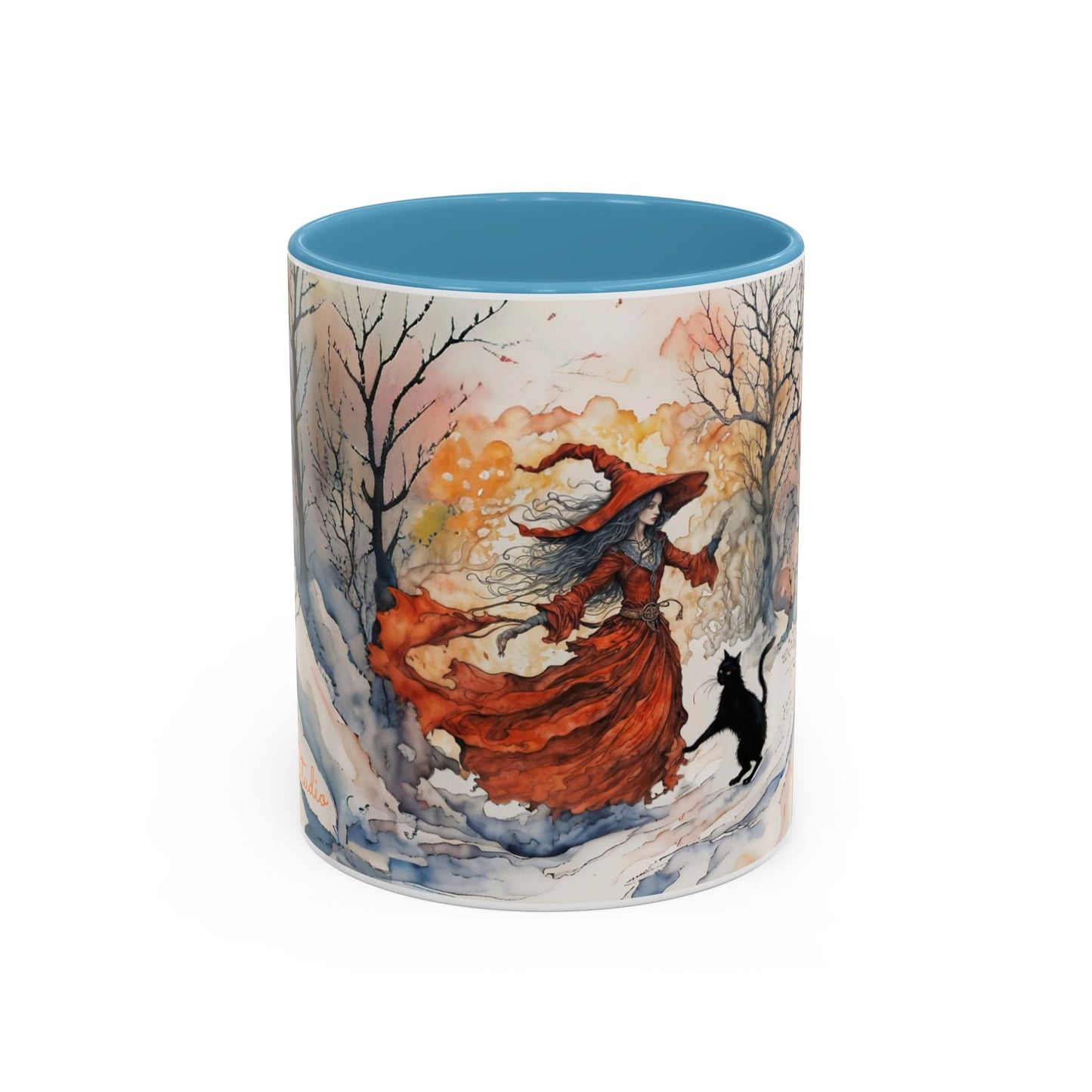 Accent Crimson witch and black cat Coffee Mug (11, 15oz)