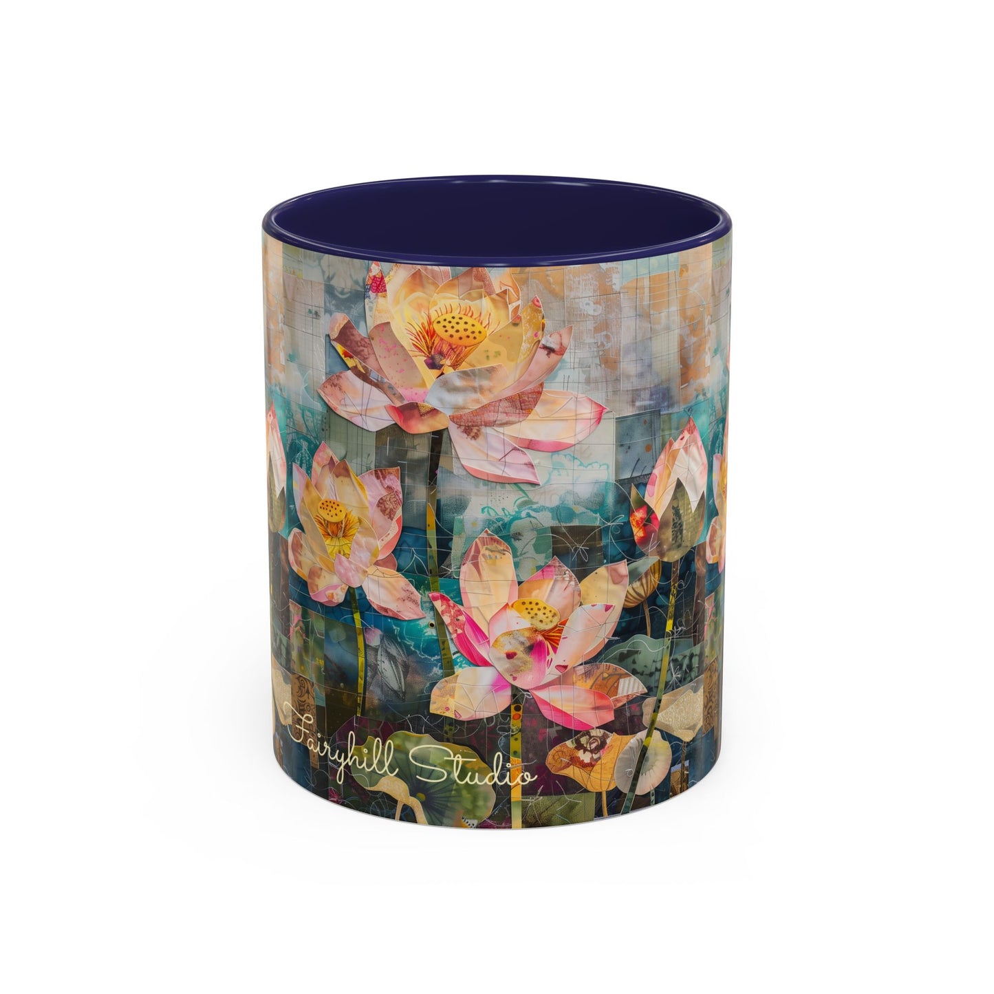 Coffee Mug Monet's pink Water lillies 11oz art by Fairyhill Studio