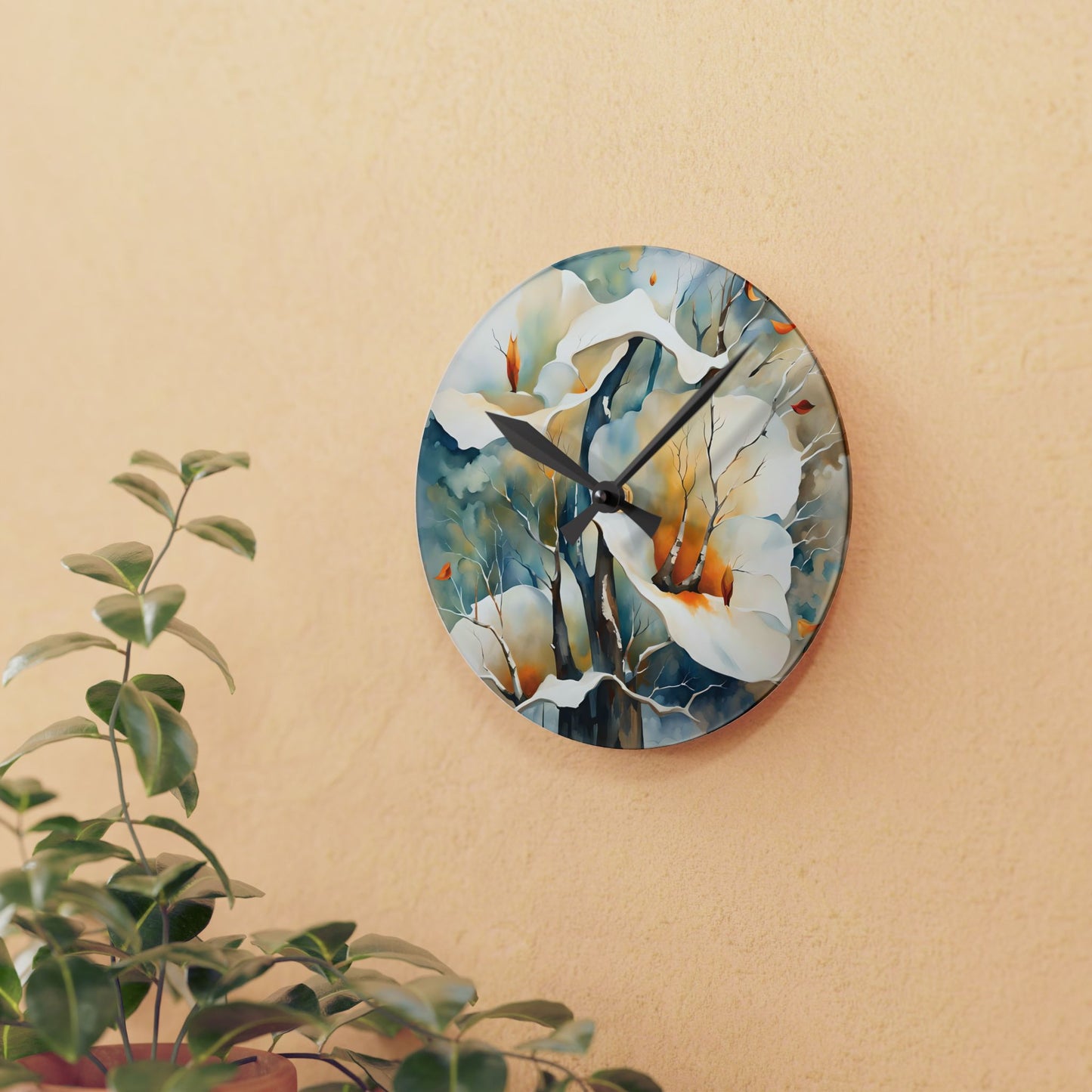 Calla Lilies Acrylic Wall Clock