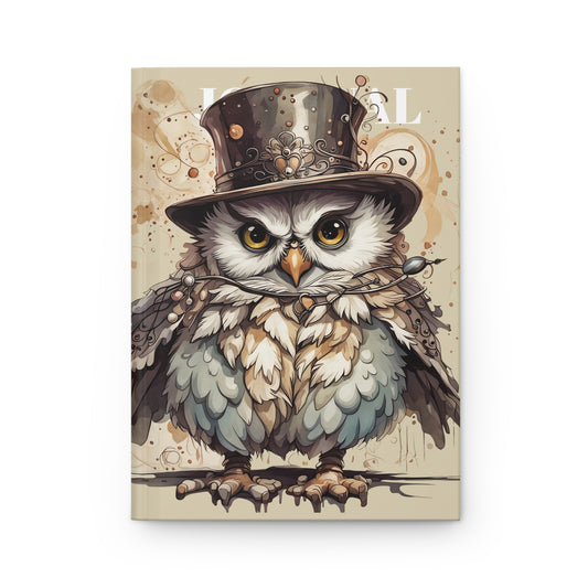 Hardcover Journal Owl Steampunk Art