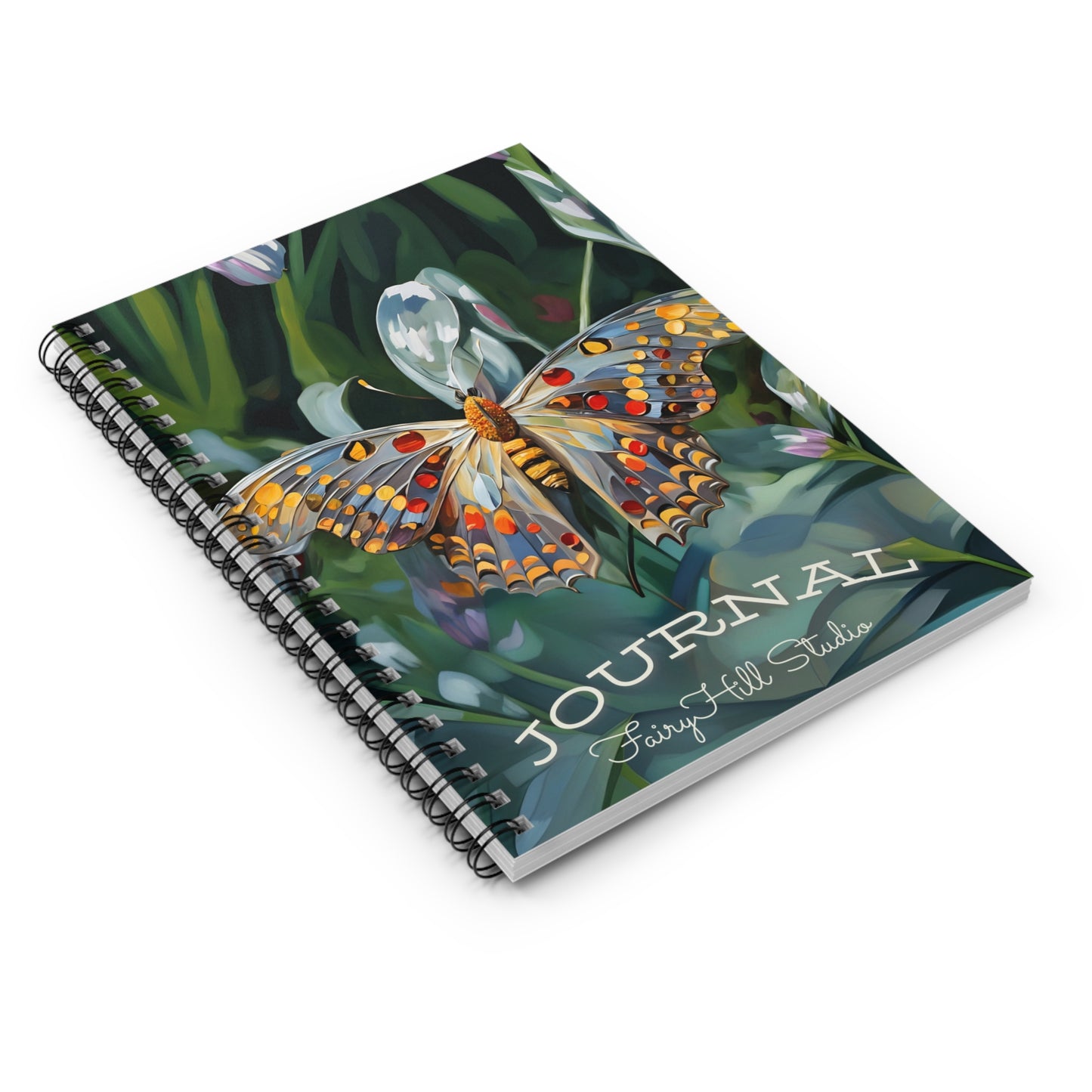 Butterfly Spiral Notebook - Ruled Line with Colorful Art by Fairyhill Studio