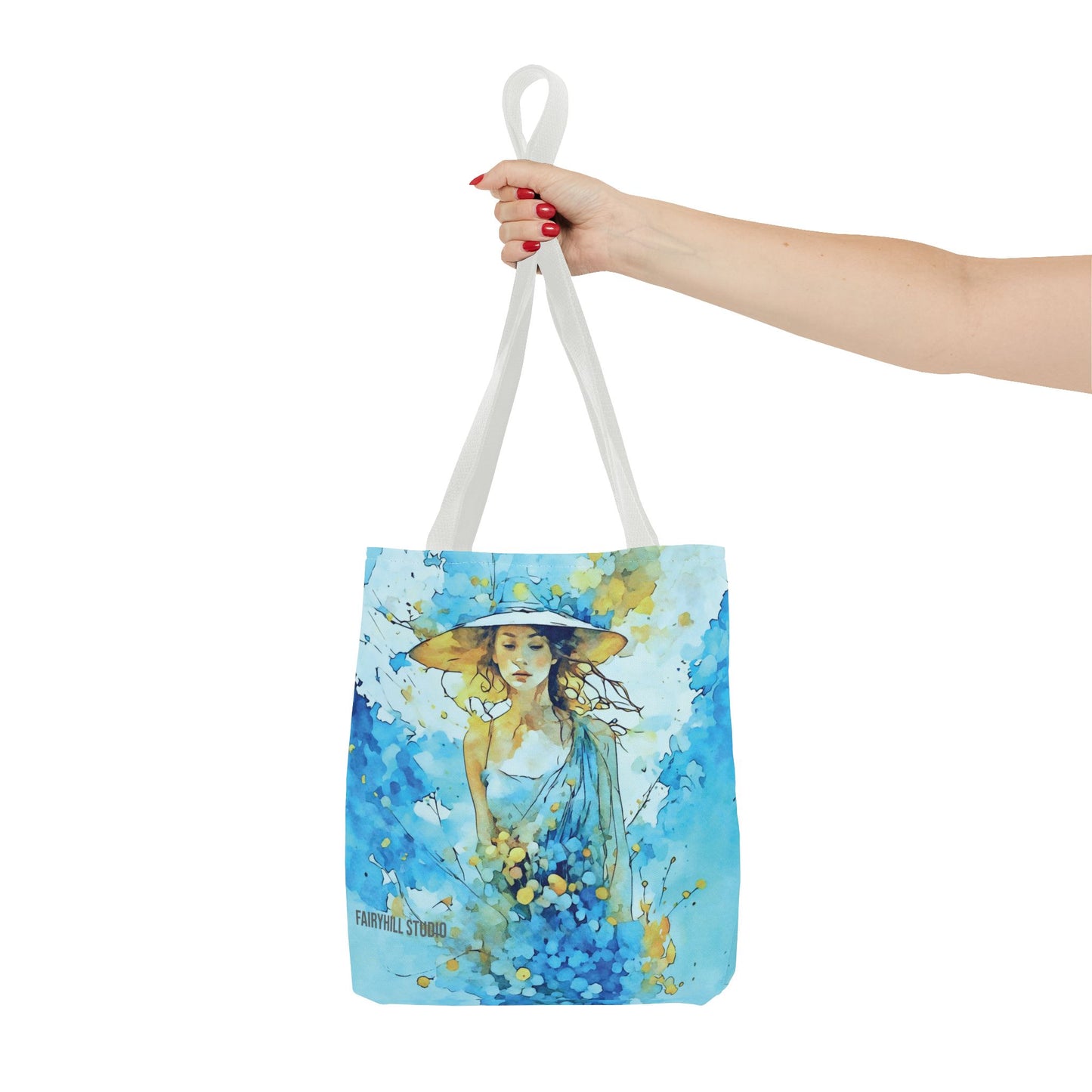 Artistic Tote Bag - The Girl in Blue Summer Art Design