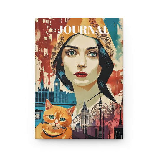 Hardcover Journal  yellow cat in london Art