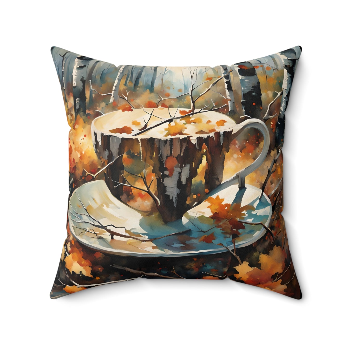 Coffee in Fall Square Pillow