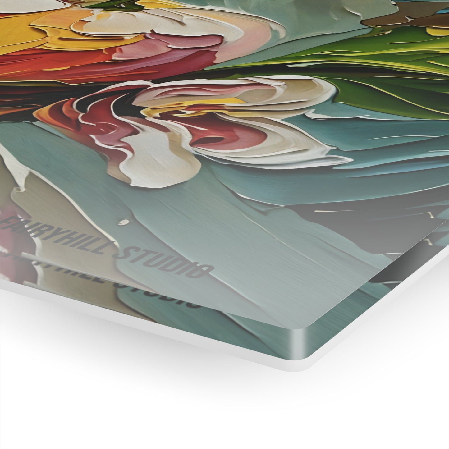 Acrylic Print - Apple and Flowers Impasto Art