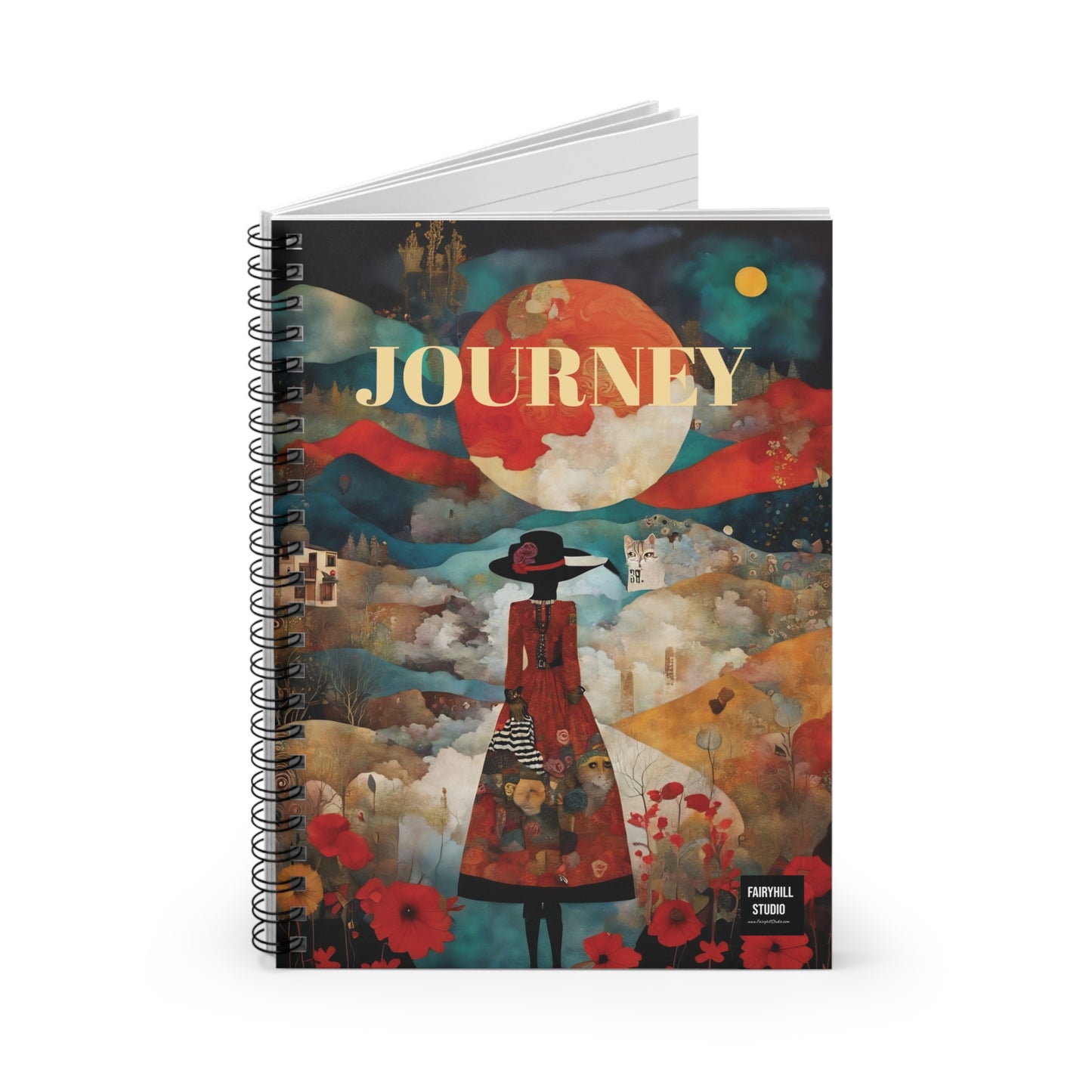 Moon and Poppies Spiral Notebook /Fairyhill studio