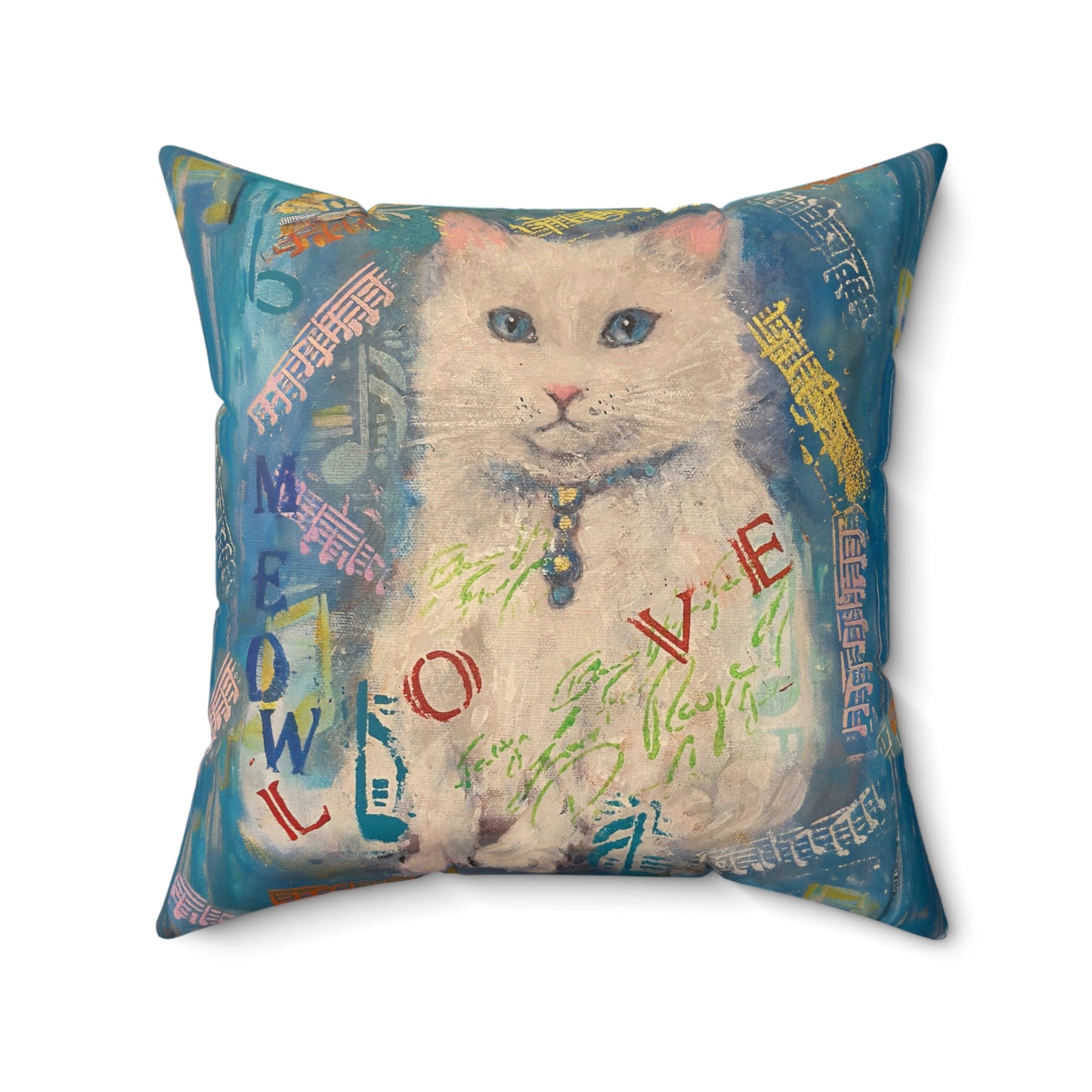 Wall Clock - White Cat Lovers Love Art by Fairyhill Studio