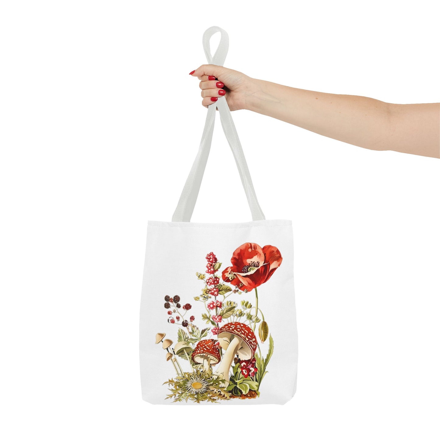 Tote Bag - Red Poppies and Amanita Muscaria Mushrooms Art Print