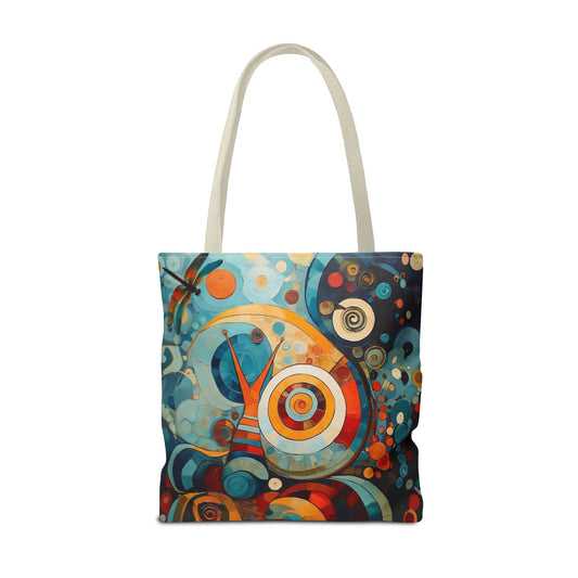 Canvas tote bag Art - Abstract Colorful Snail Dragonfly Circle