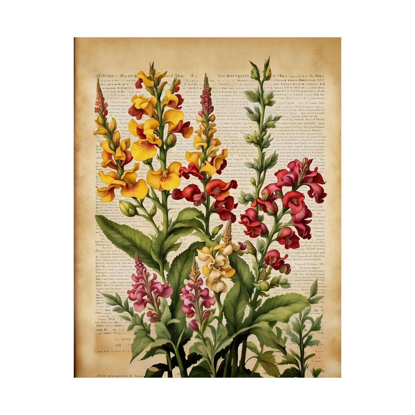 Botanical Vertical Posters - Vintage Antirrhinum Snapdragons