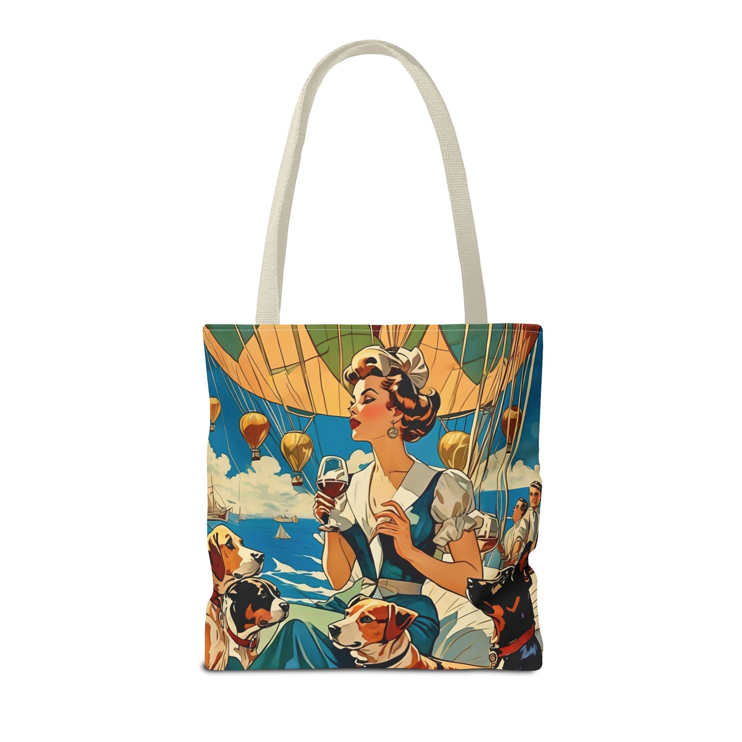 Vintage Hot Air Balloon Dog Lover Tote Bag