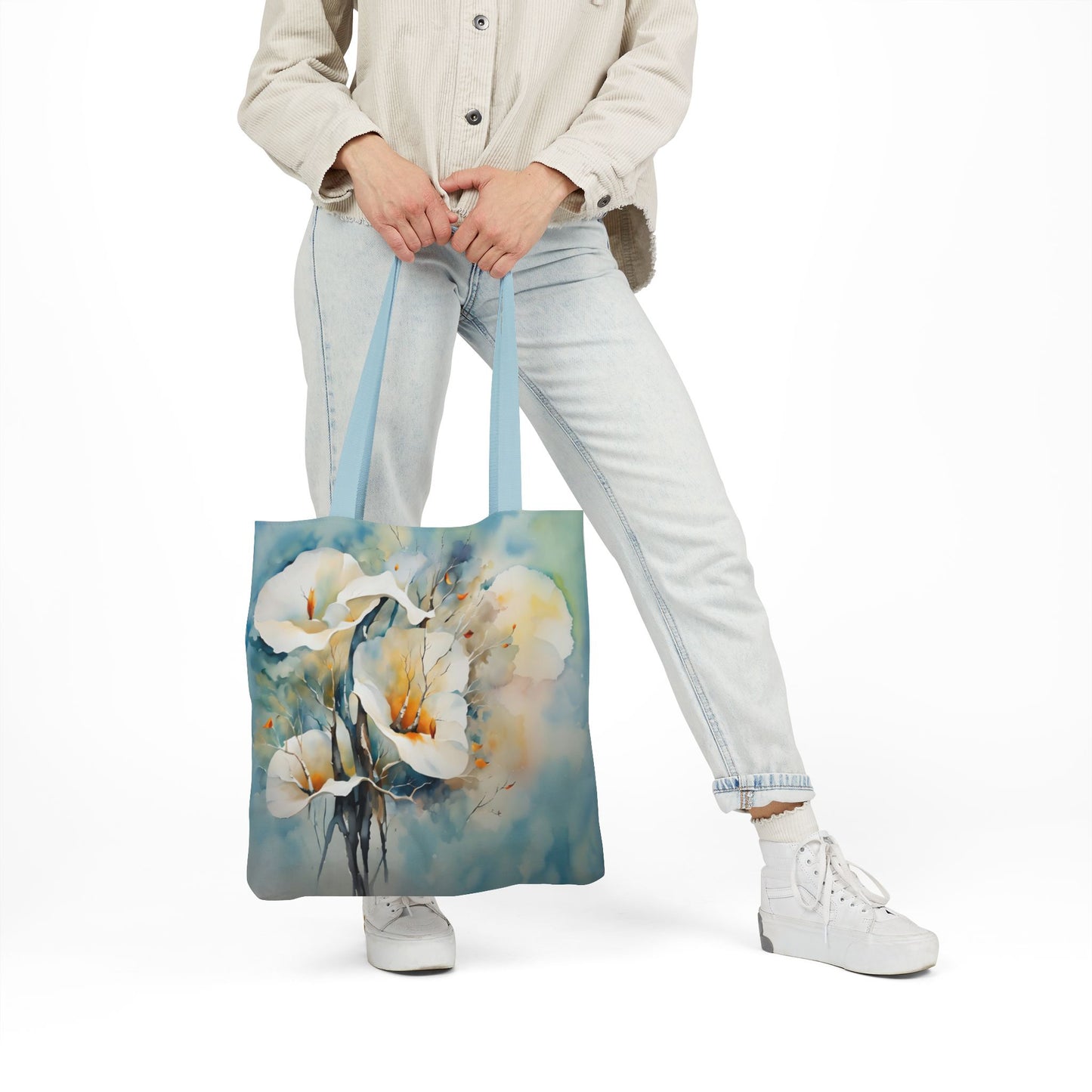 Colorful nature-Inspired Cala Lilies Canvas Tote Bag - Perfect for Beach Days, Eco-Friendly Shopping, and Summer Fun!