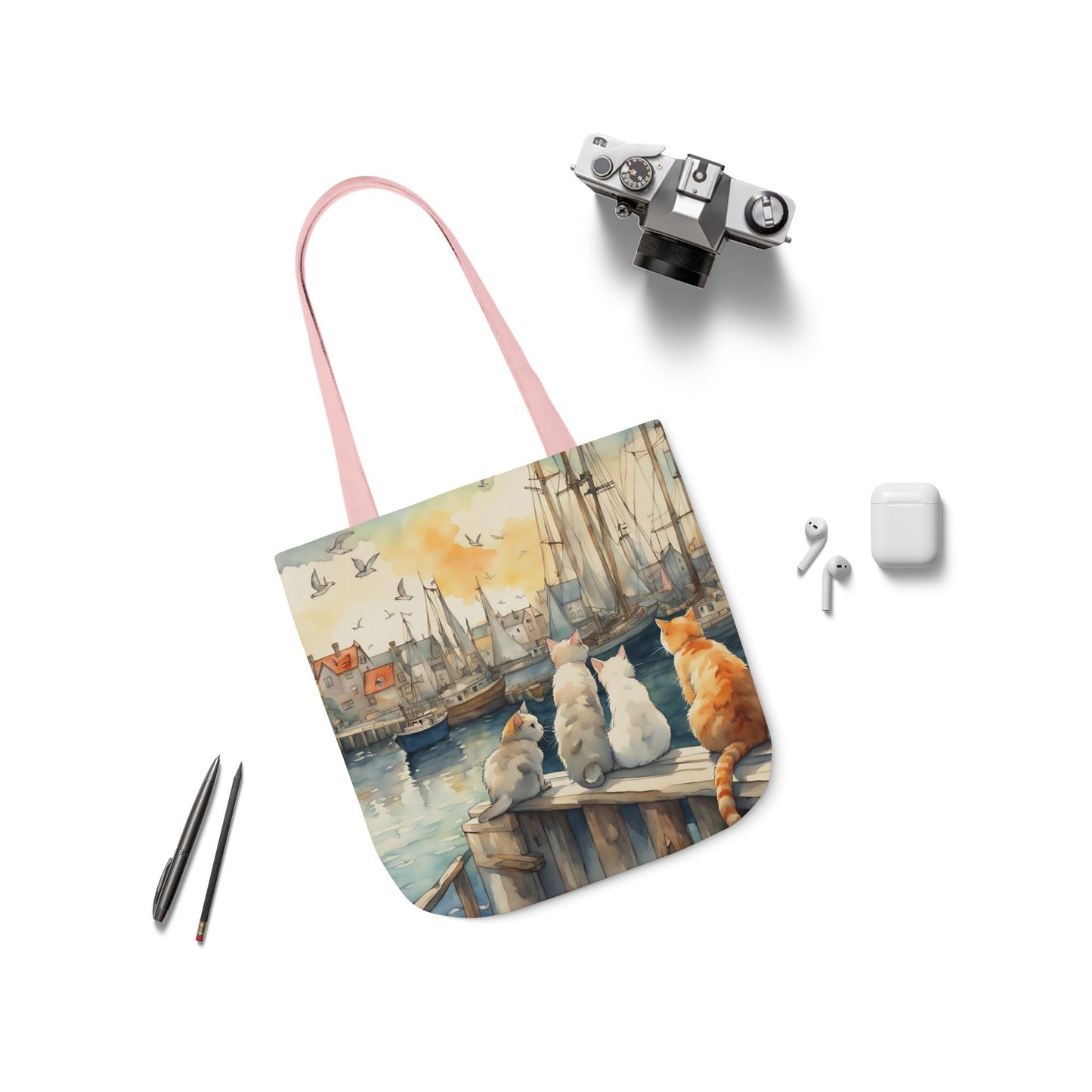 Cats And The City FairyHill Studio Red phone- Canvas Tote Bag - Perfect for Beach Days, Eco-Friendly Shopping, and Summer Fun!