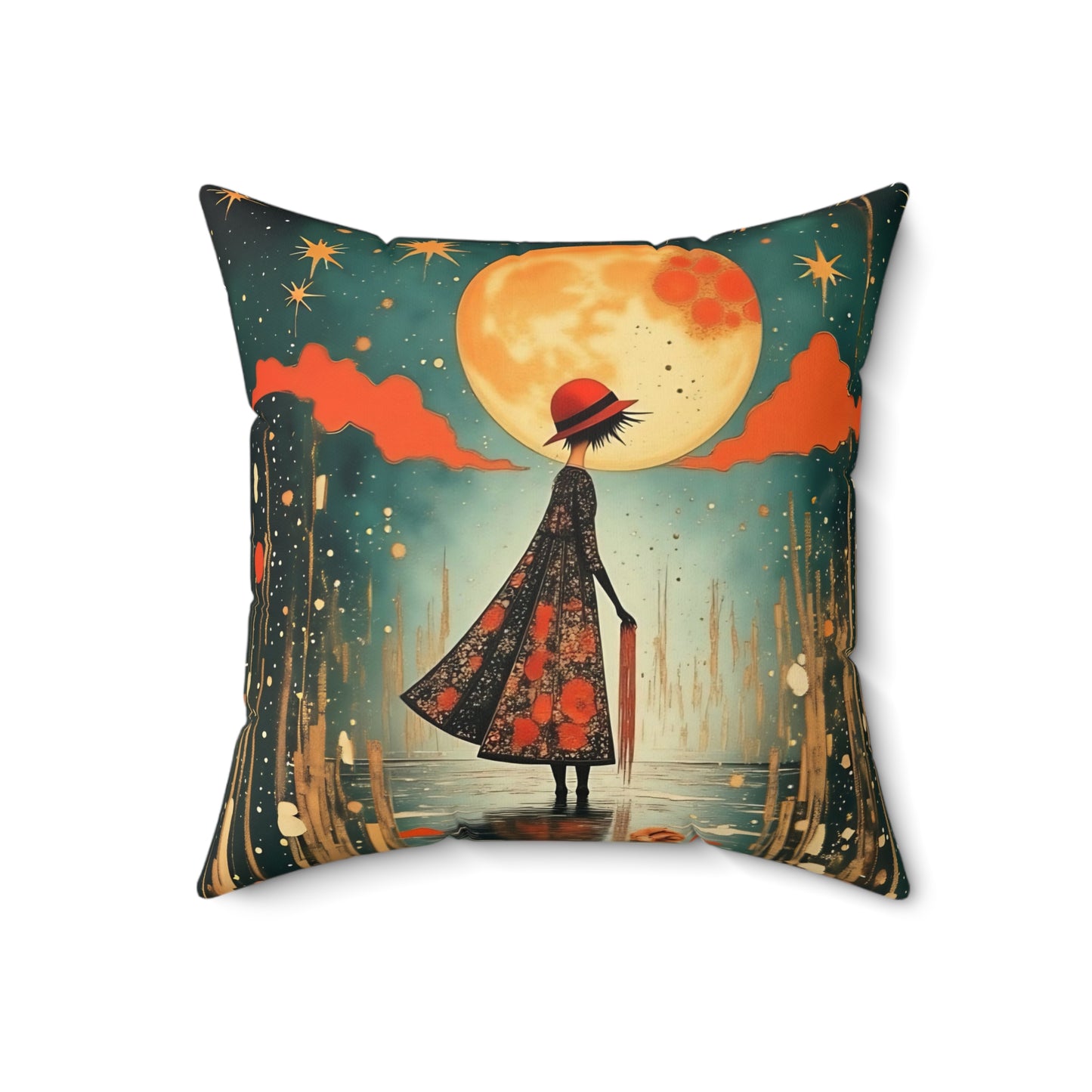 Autumn Rain Square Pillow - by Fairyhill Studio