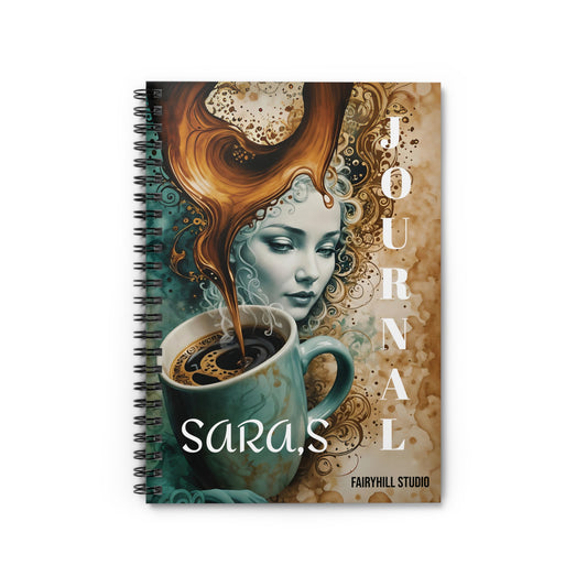 Coffee Spiral Notebook - Ruled Line Personalized Journal with Cappuccino Art