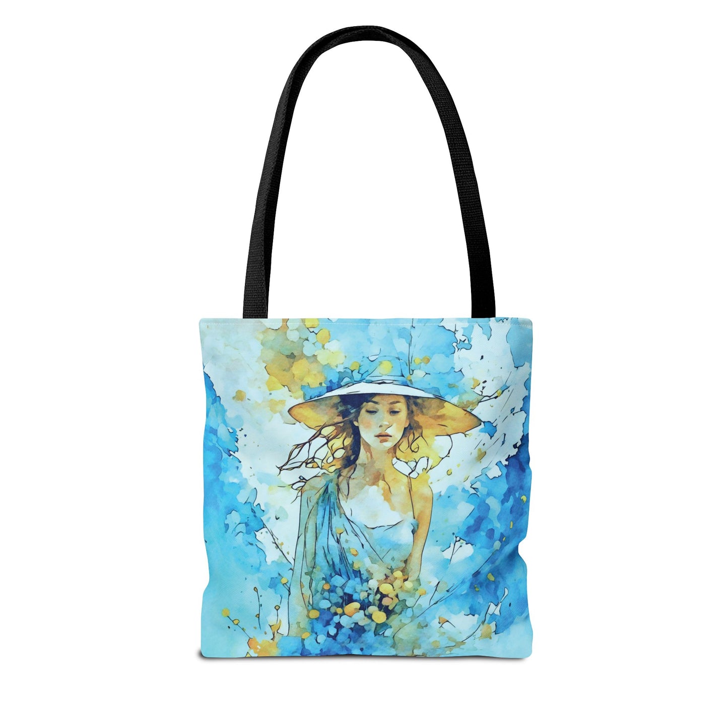 Artistic Tote Bag - The Girl in Blue Summer Art Design