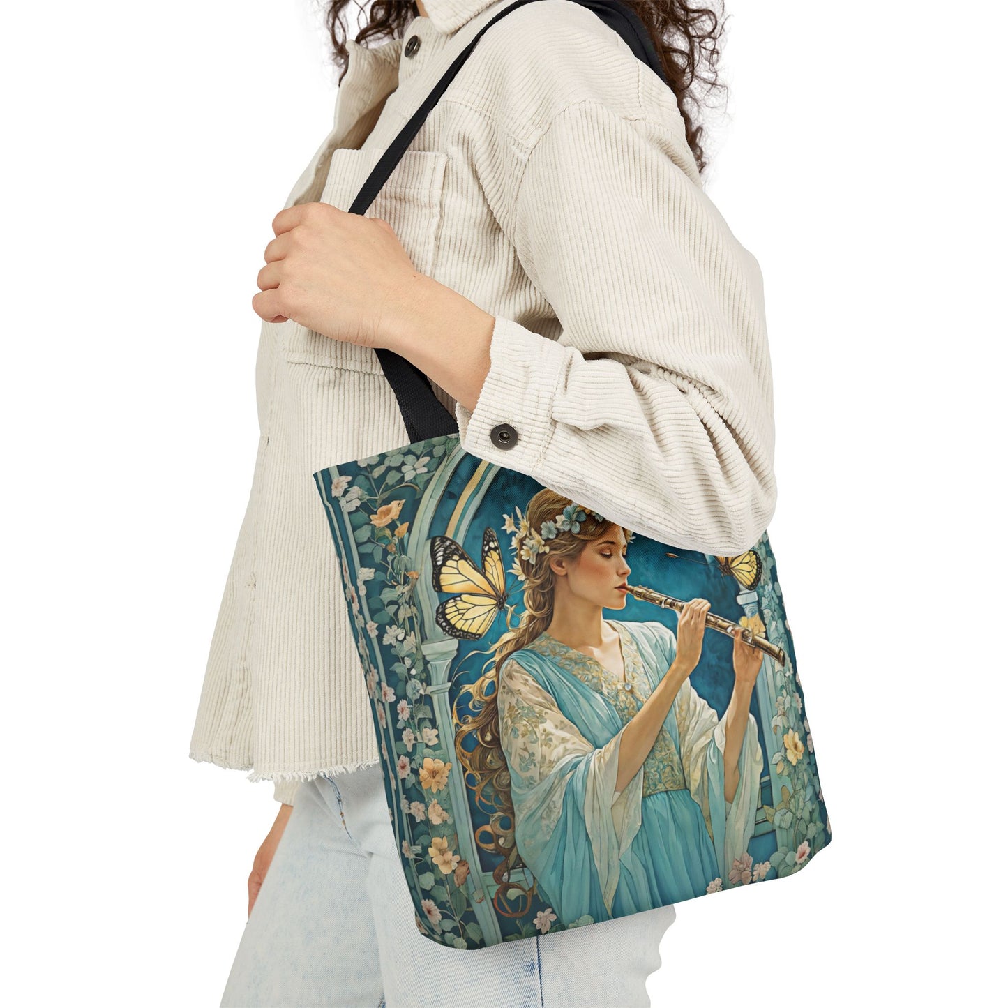 Butterfly Flute player -Inspired Canvas Tote Bag - Perfect for Beach Days, Eco-Friendly Shopping, and Summer Fun!