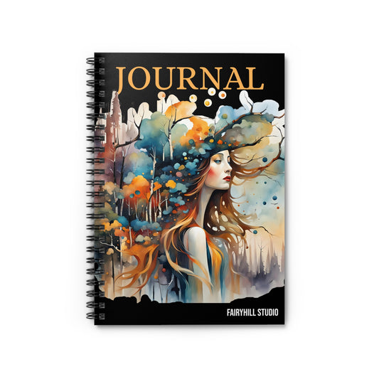 Fairy Hill Studio Woman with hat Art Journal, Spiral Notebook - Ruled Line