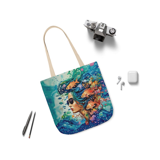 Colorful Ocean-Inspired Canvas Tote Bag - Perfect for Beach Days, Eco-Friendly Shopping, and Summer Fun!
