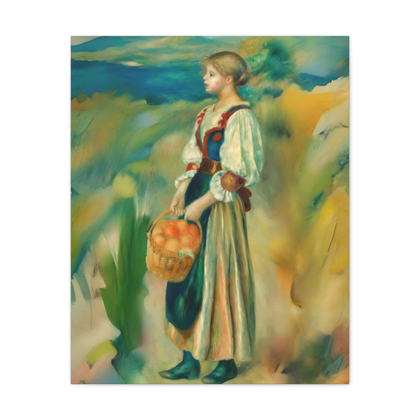 Canvas Print - Girl with a Basket of Oranges Art by Auguste Renoir