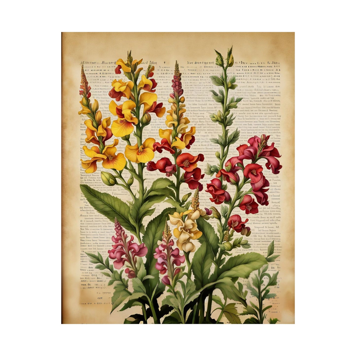 Botanical Vertical Posters - Vintage Antirrhinum Snapdragons