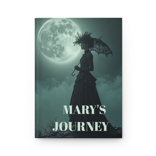 Hardcover Journal - Victorian Woman with Umbrella Full Moon Art by Fairyhill Studio