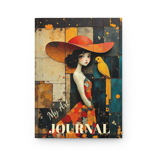 Girl with a yellow parrot  art Mindful  Journal Hardcover