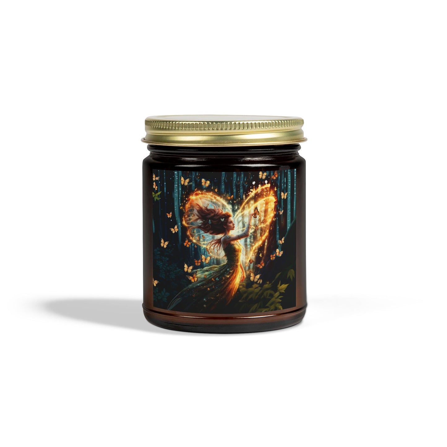 Scented Candle - Garden Fairy with butterflies - Coconut Apricot Wax (4oz, 9oz)