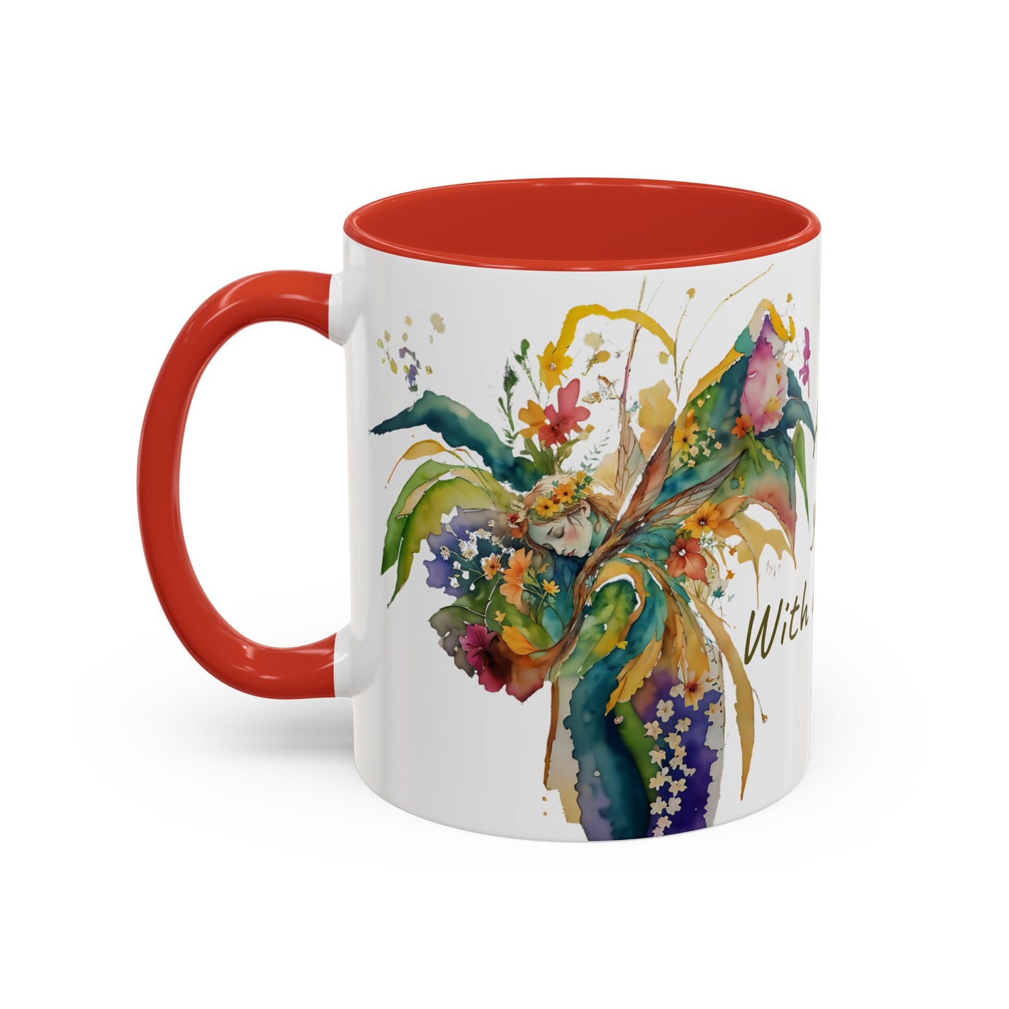 Mug Fairy Angel Blessing Flowers Watercolor Accent Coffee Mug 11 & 15oz